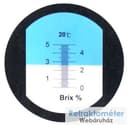 Optická stupnice Brix 0–5 s označením 20 °C.